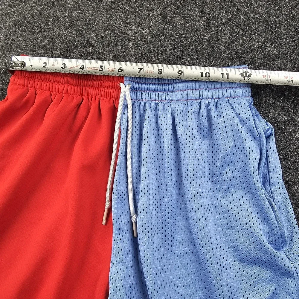 Jordan Basketball Shorts Youth Large Red Blue Mismatch Colorblock Mesh Asymmetri